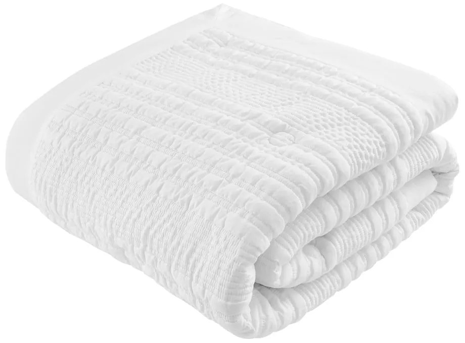 Cuvertură albă matlasată pentru pat dublu 220x220 cm Lennon Stripe – Catherine Lansfield