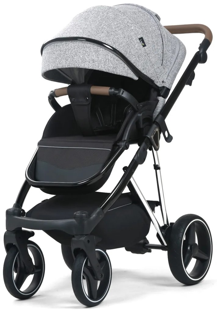 Carucior 3 in 1: Cadru usor din aluminiu, Landou confortabil, Varianta sport ergonomica, Scoica auto - CPC-66-gri