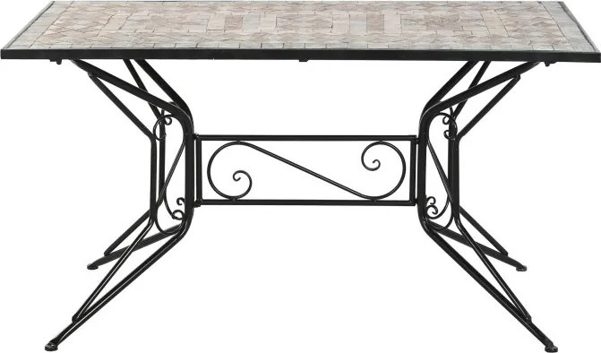 Masă dining de exterior din fier forjat, cu design mozaic ceramic, stil mediteraneean, "Tesera"