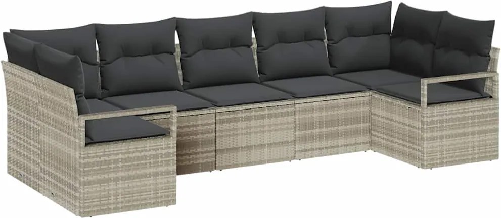 vidaXL Set de canapea cu pernă 7 pcs Gri deschis poliratan