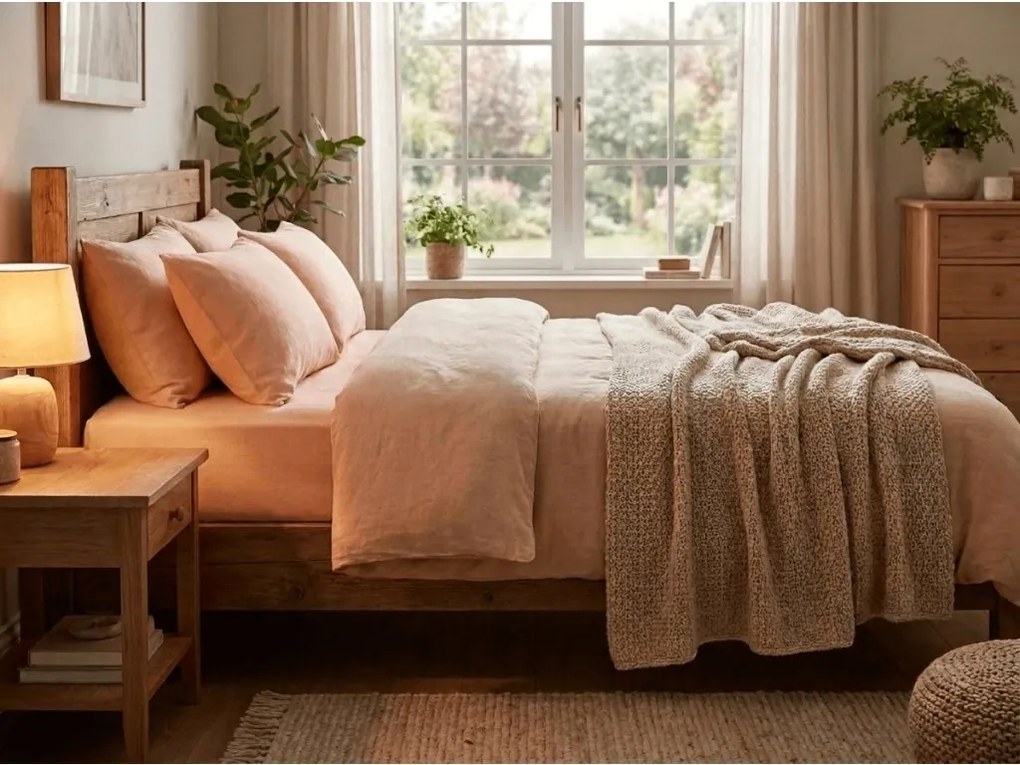 Cearsaf din bumbac LUX 140x240 cm, piersica 100% bumbac