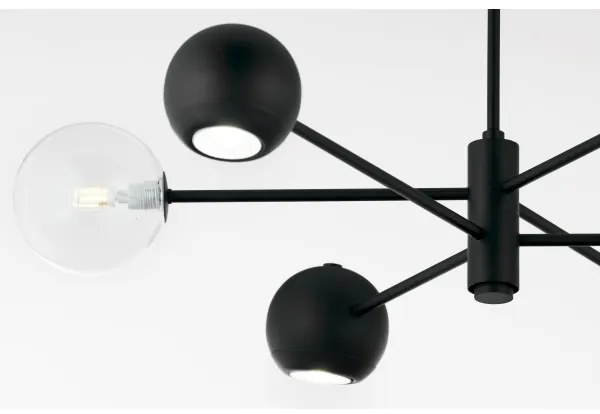 Lustră pe tijă Jupiter 1995 MOKA 3xGU10/10W/230V + 3xG9/10W/230V negru/transparent