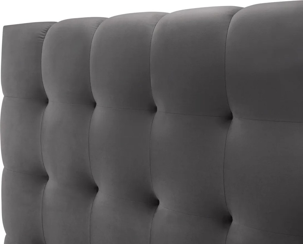 Pat tapitat cu tablie si lada depozitare, Mamaia, Micadoni Home, BL, 180x200 cm, catifea, gri