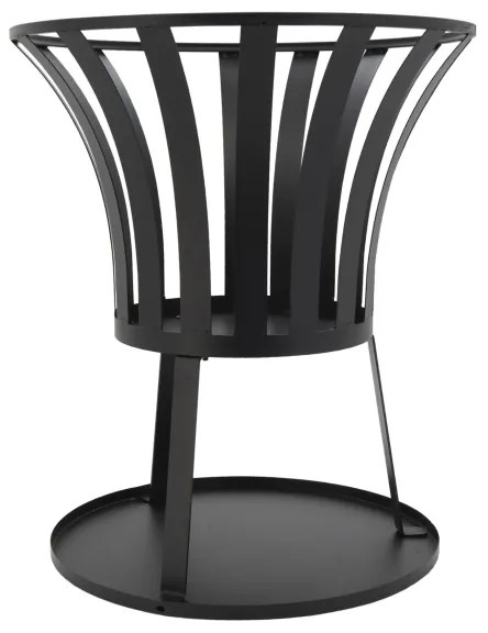 Vatră portabilă pe lemn cu grătar neagră