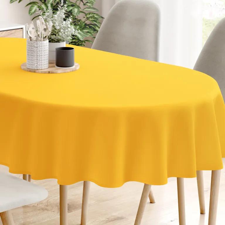 Goldea față de masă decorativă  loneta - galben închis - ovale 80 x 140 cm