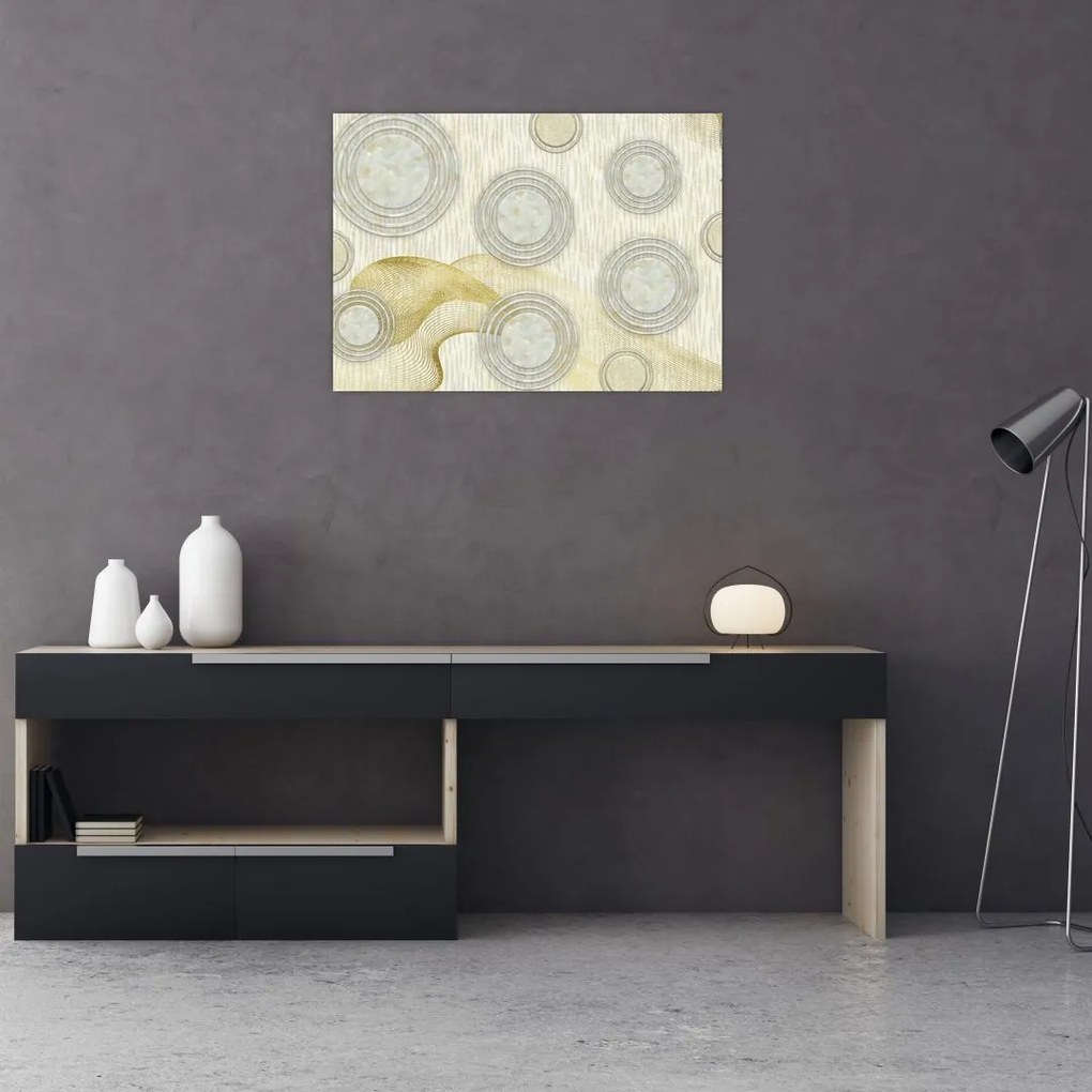Tablou pe sticlă - Abstract, cercuri de marmură (70x50 cm)