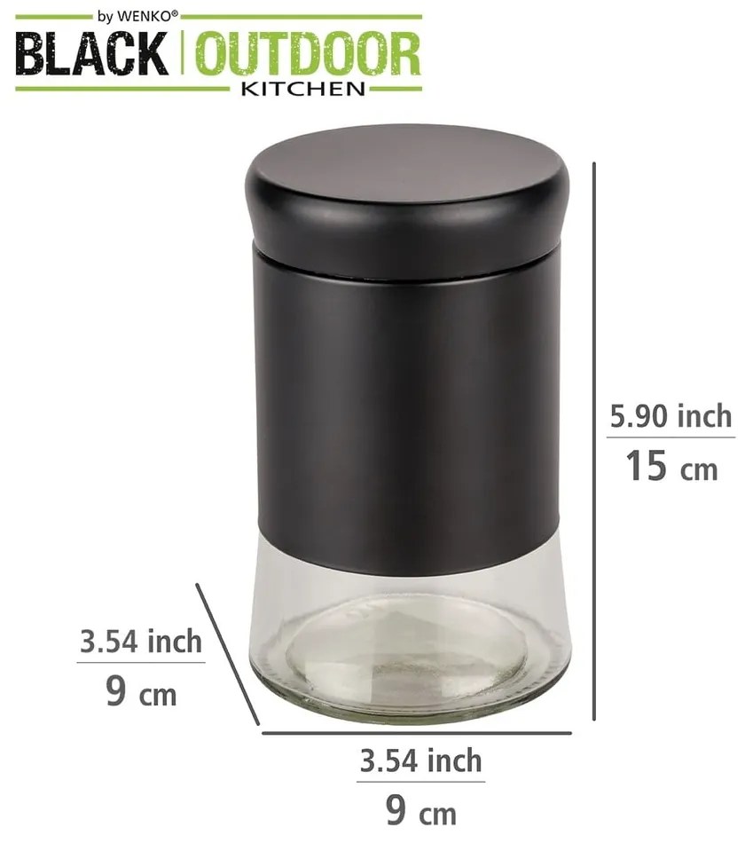 Recipient de bucătărie Wenko Black Outdoor Kitchen Boga, 600 ml