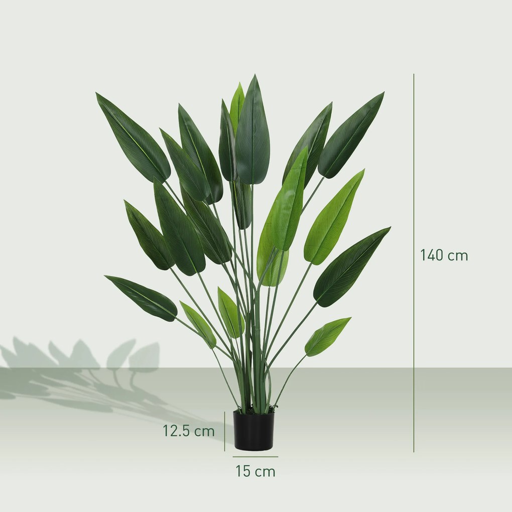 HOMCOM Plantă Artificială "Pasărea Paradisului" cu 20 de Frunze și Ghiveci | Aosom Romania