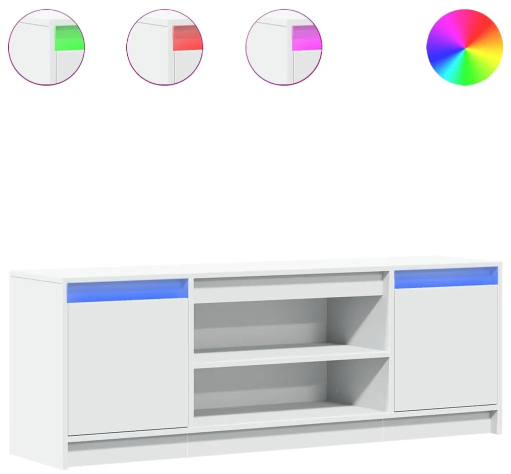 852194 vidaXL Dulap TV cu LED, alb, 139,5x34x50 cm, lemn prelucrat
