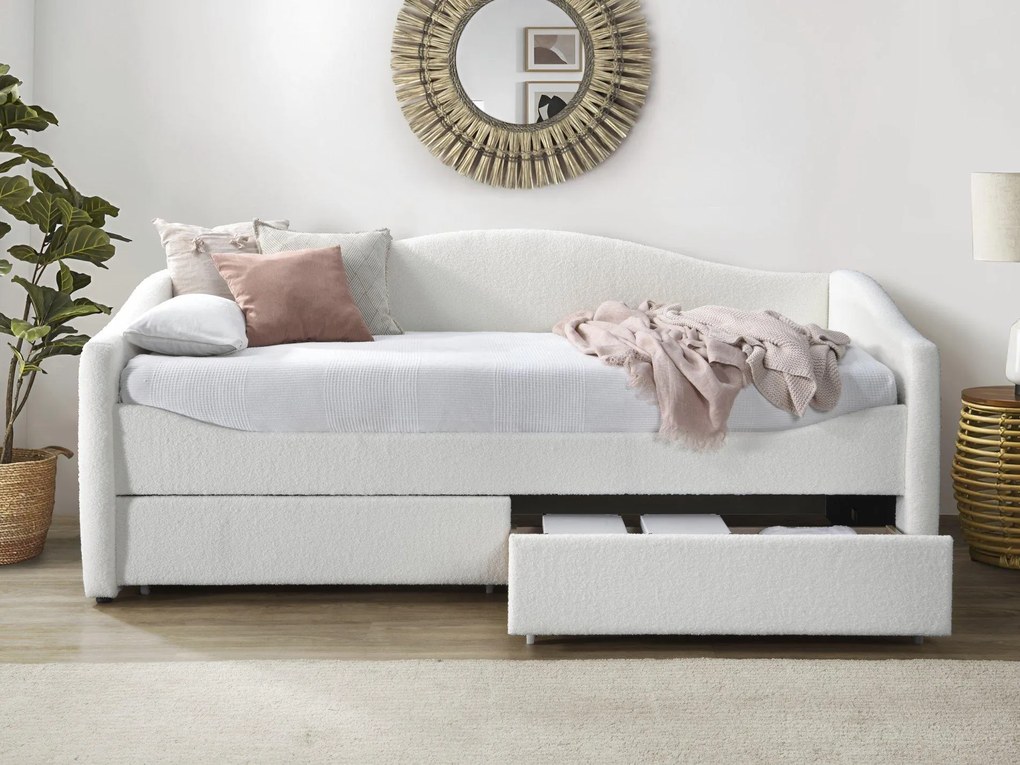 Pat de o persoană 90 cm Clyde (crem). Promo -6%. 1092476