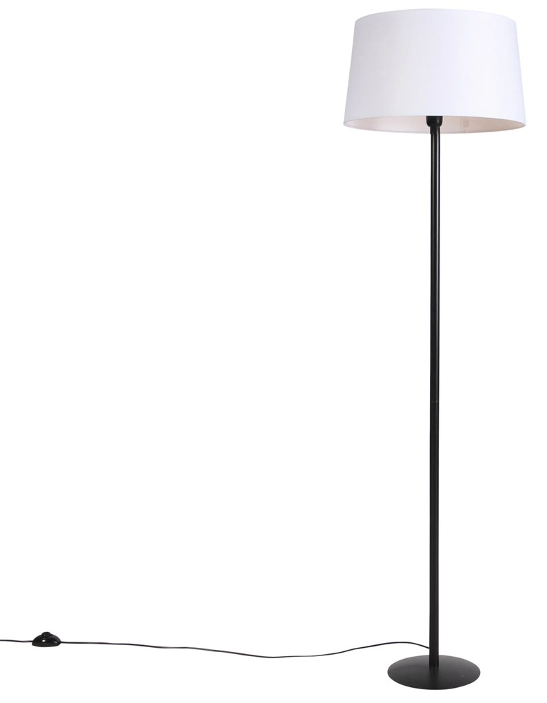 Lampă de podea neagră cu abajur de in alb 45 cm - Simplo