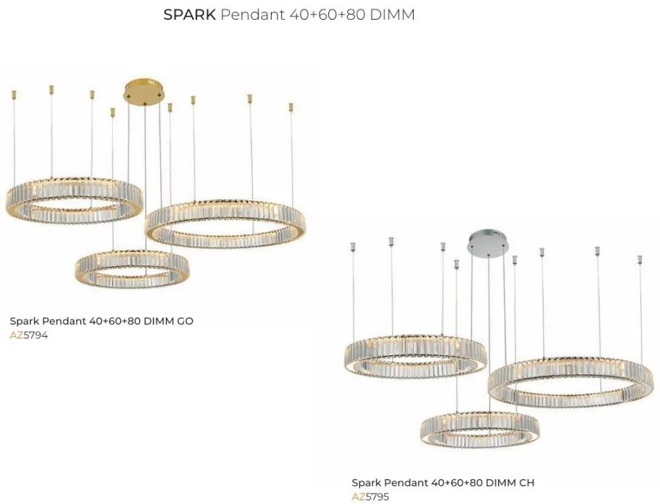 Lustra suspendata LED SPARK 40+60+80 DIMM CH