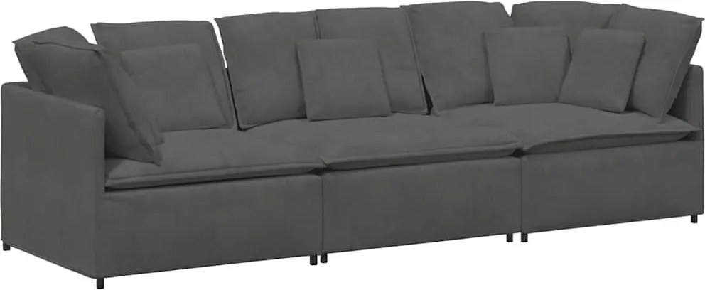 vidaXL Canapea modulară cu perne, gri închis, țesătură velur