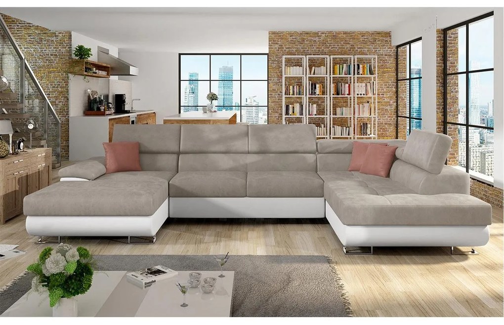 Colțar în formă de U Alphard Bis (D) (piele ecologică soft 017 + uttario velvet 2979 + uttario velvet 2955). 1051182