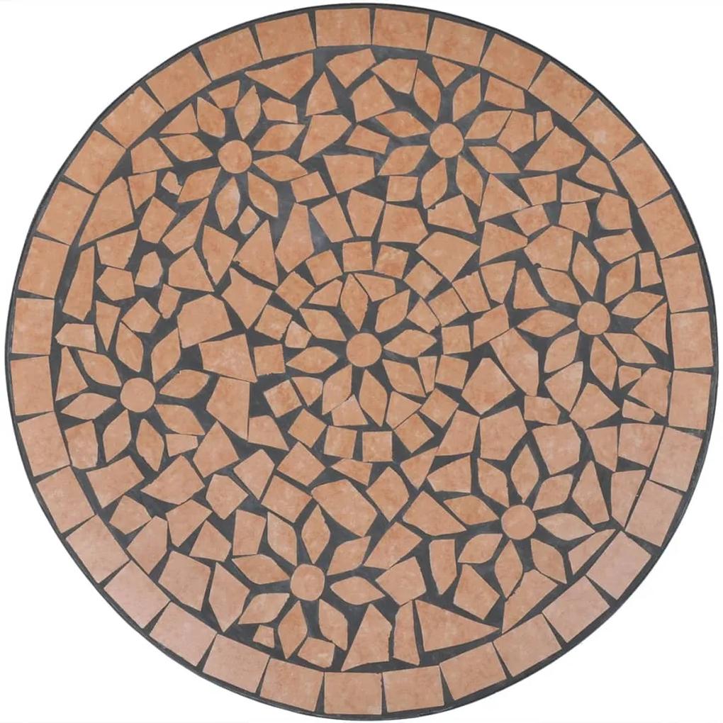 Masa de bistro, caramiziu, 60 cm, mozaic 1, Terracota, Rotund