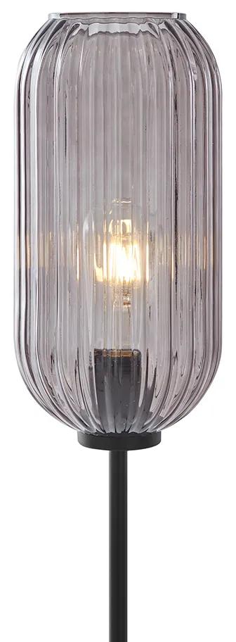 Lampa de podea Art Deco neagra cu sticla fumurie - Rid