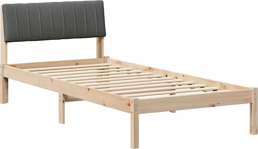 vidaXL Cadru de pat maro și gri închis 90 x 190 cm Lemn masiv de pin