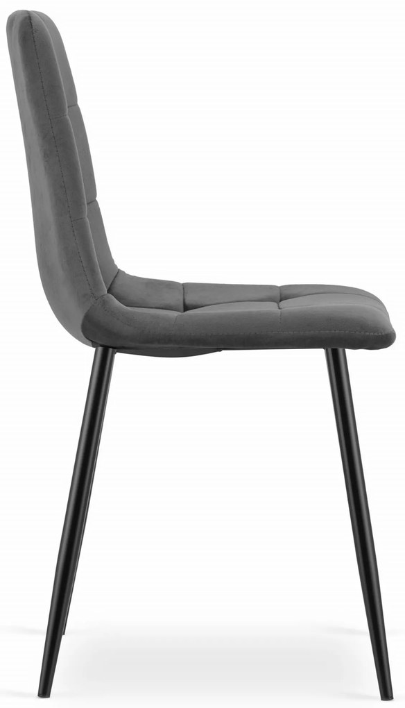 Scaun catifea gri inchis KARA cu picioare negre