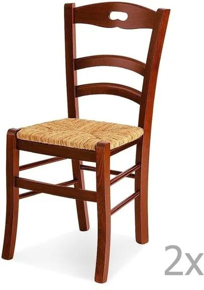 Set 2 scaune din lemn și paie Castagnetti Mare