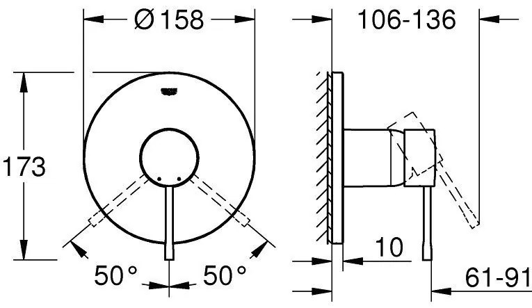 Grohe Essence Baterie dus monocomanda incastrata, antracit (hard graphite)