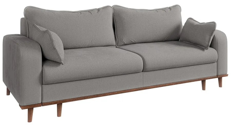 Canapea gri deschis cu tapițerie din catifea reiată 220 cm Beata – Ropez