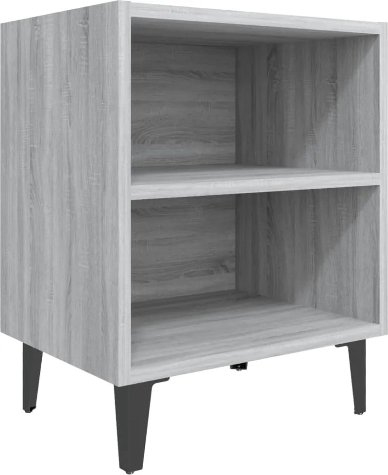 vidaXL Noptieră cu picioare metalice, sonoma gri, 40x30x50 cm