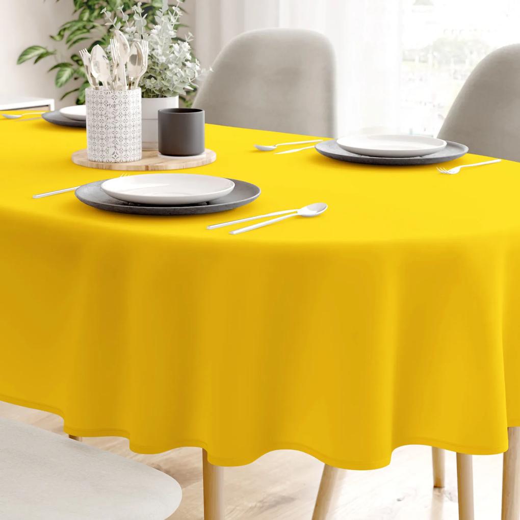 Goldea față de masă loneta - galben închis - ovală 120 x 180 cm