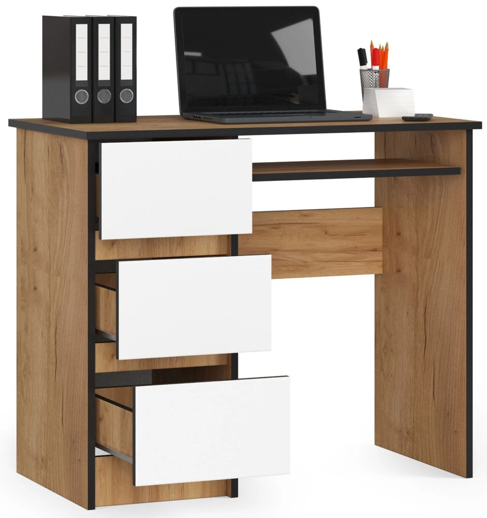 Masă PC Benicio (Stejar craft + Alb) (S). 1070961