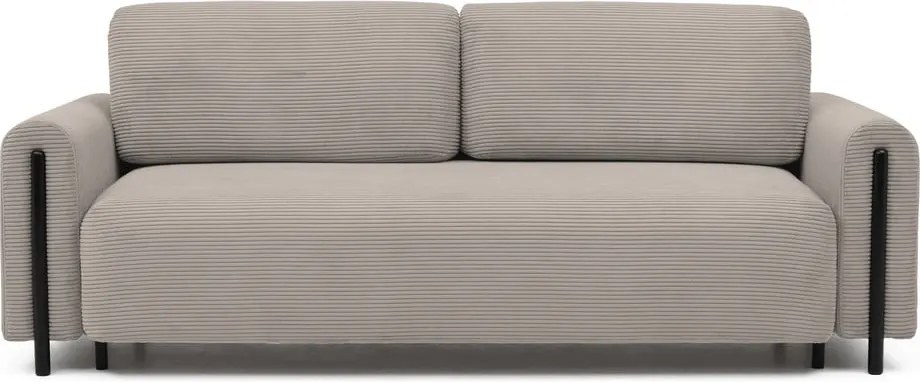 Canapea maro deschis extensibilă/cu spațiu de depozitare cu tapițerie din catifea reiată 244 cm Arcadova – ELTAP