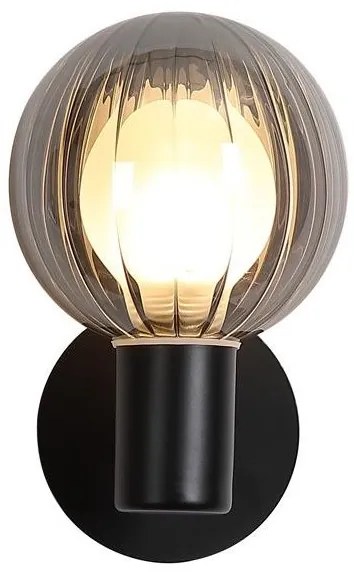 Aplica baie Protectie IP44 metal negru, sticla fumurie Luminsphere