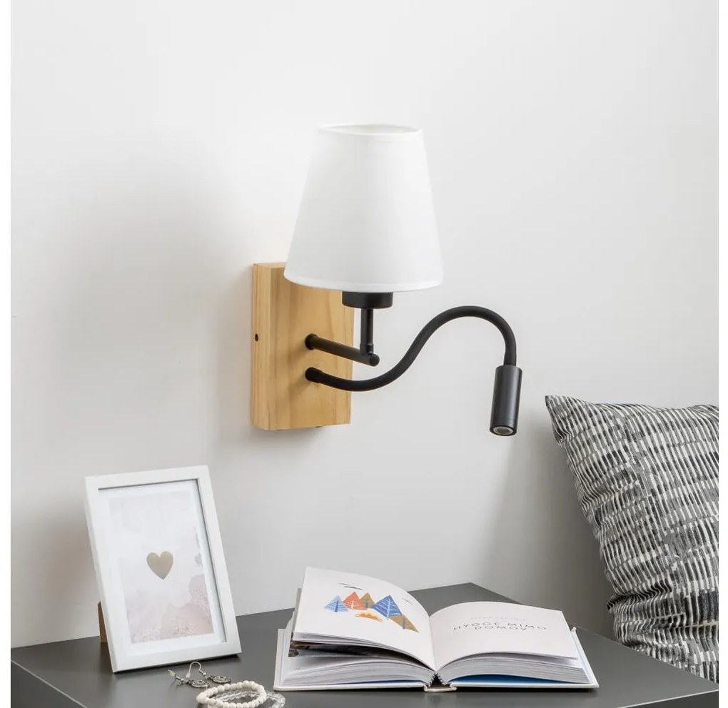 Lampă LED de perete Brilagi NUBILA WOOD 1xE27/25W/230V + LED/3W stejar/alb