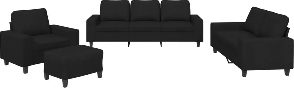 vidaXL Set de canapele, 4 piese, negru, material textil