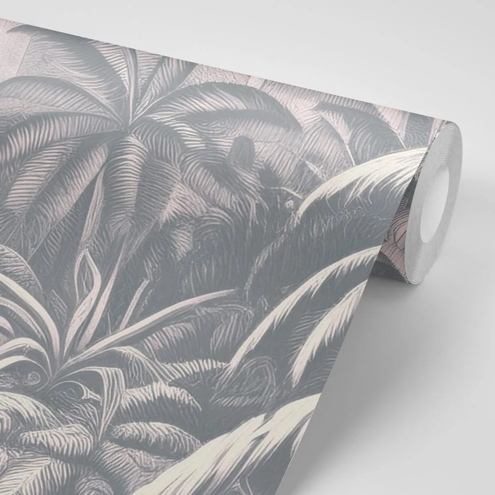 Tapet copaci tropicali cu atingere de vintage