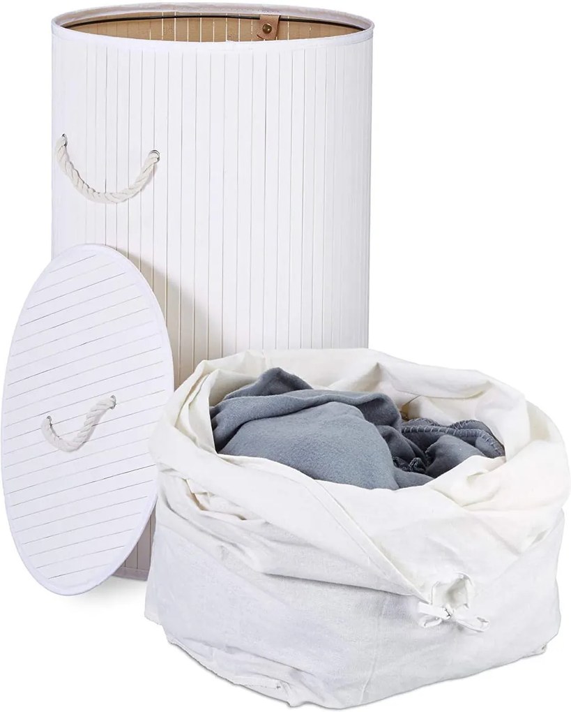Cos rufe rotund 70 l Bambus Alb