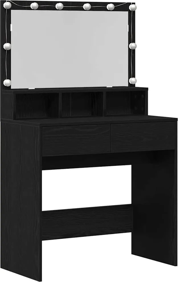 vidaXL Masă de Machiaj Stejar Negru 80 x 41 x 134,5 cm Lemn compozit