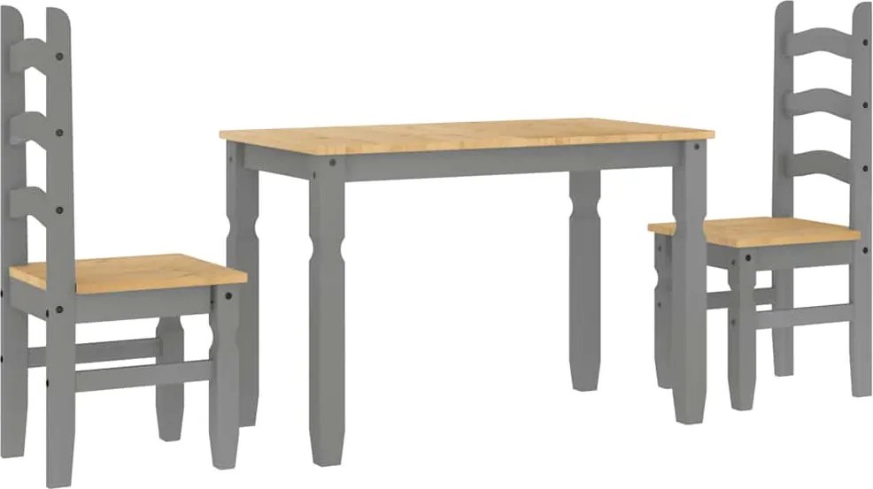 vidaXL Set de sufragerie din 3 piese Panama din lemn masiv de pin gri