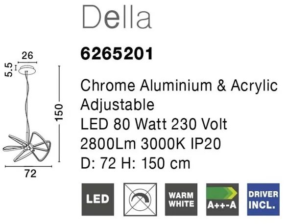 Lustra LED regalbila design modern Della
