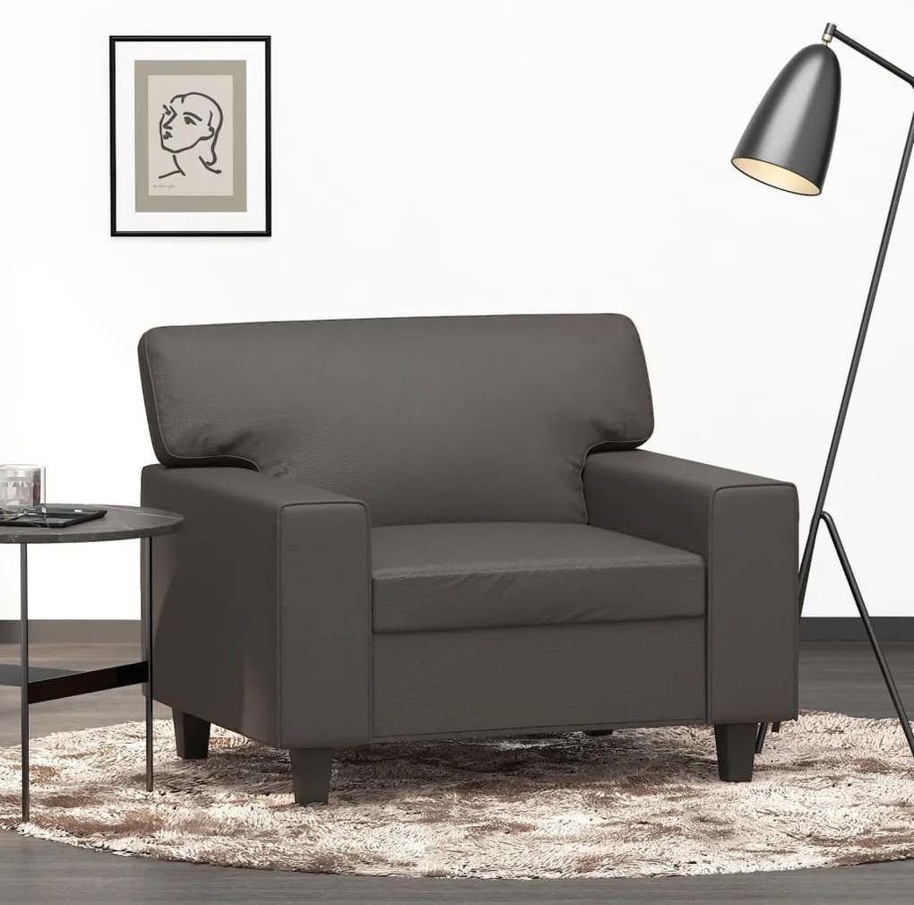 349002 vidaXL Canapea de o persoană, gri, 60 cm, piele ecologică
