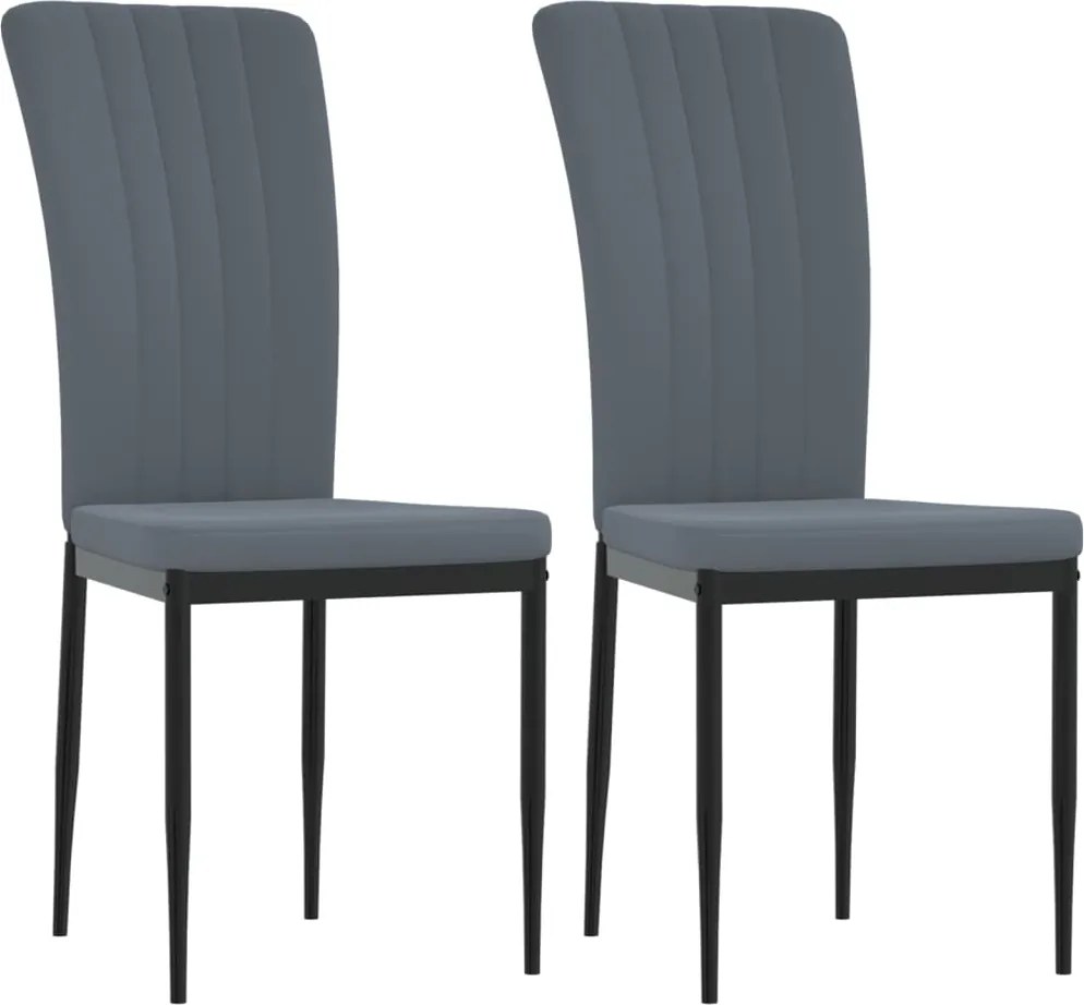 vidaXL Scaune de bucătărie, 2 buc., gri închis, catifea
