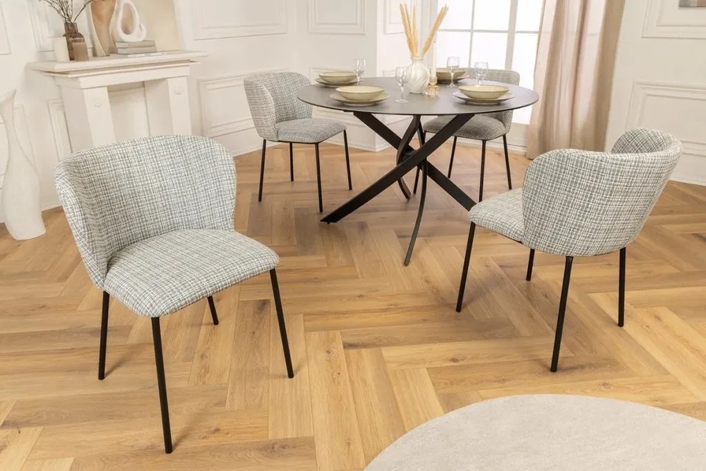 Set 2 scaune stil retro cu tesatura in carouri LYON albastru