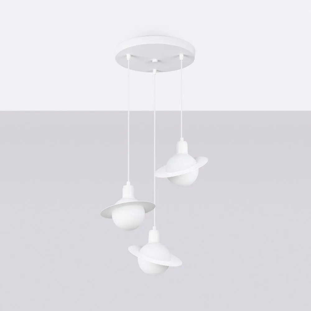 Lustră pentru copii albă cu abajur din sticlă Mab – Sollux