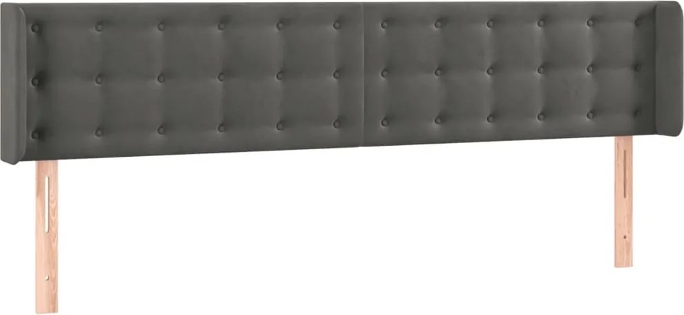 vidaXL Tăblie de pat cu aripioare gri închis 183x16x78/88 cm catifea
