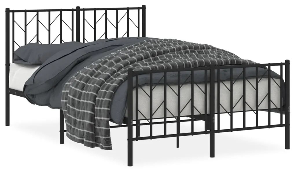 374452 vidaXL Cadru pat metalic cu tăblie de cap/picioare, negru, 120x190 cm
