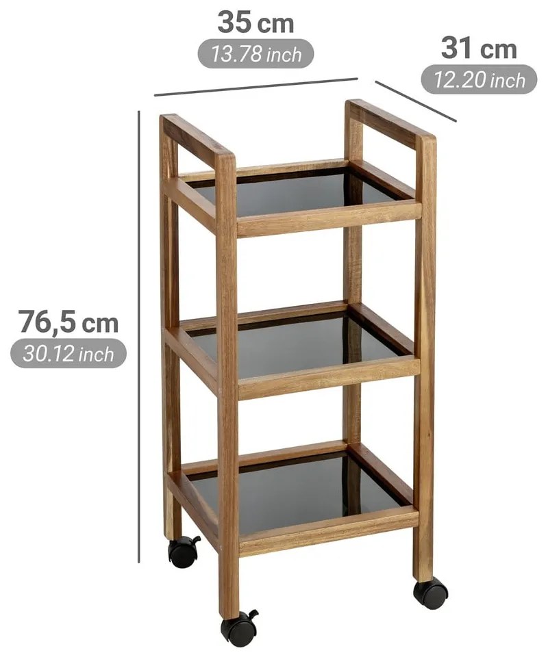 Etajeră de baie neagră/în culoare naturală din lemn de acacia 35x76,5 cm Fondi – Wenko