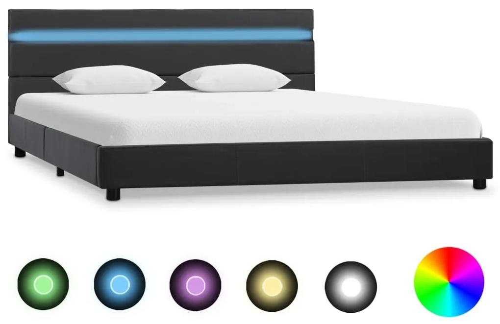 284802 vidaXL Cadru de pat cu LED, gri, 160 x 200 cm, piele artificială