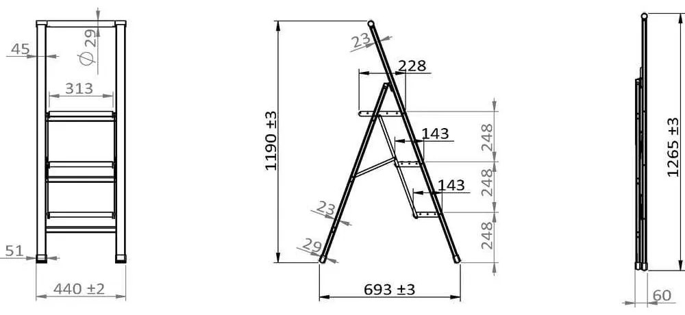 Scară pliabilă Wenko Ladder, înălțime 127 cm