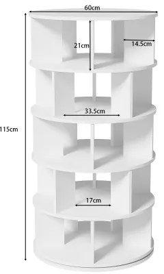Rotonda scarpiera, rotativă, 5 niveluri, 115×60×60 cm, Alb