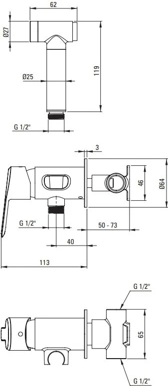 Arnika baterie de bideu cu montaj incastrat finisaj auriu BQA_Z34M