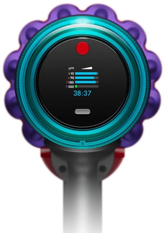 Aspirator vertical Dyson Gen5detect 446989-01, 280AW, 135000 rpm, 0.75l, 70 min, 3 moduri, LCD cu date în timp real, Senzor de particule, Lumina, HEPA, Nichel/violet
