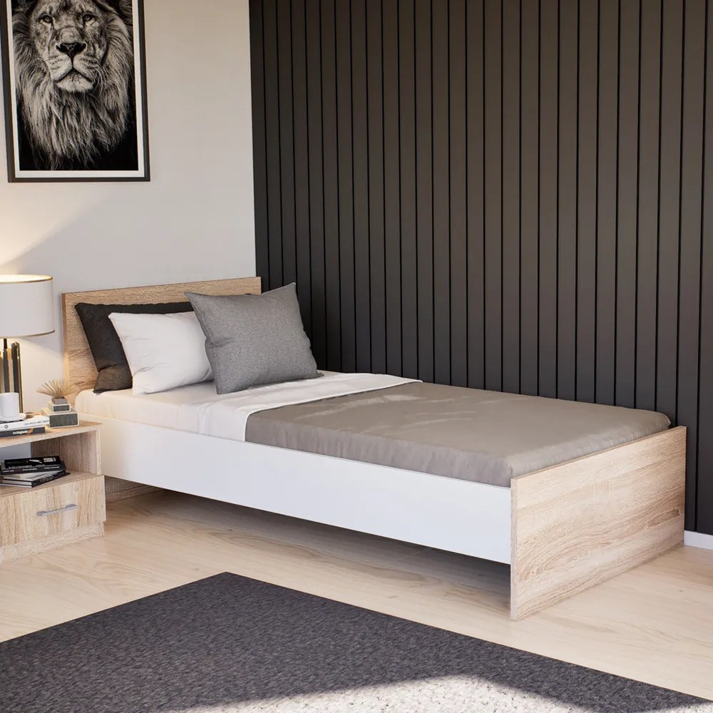 Pat single Miami 90x200 cm stejar sonoma-alb